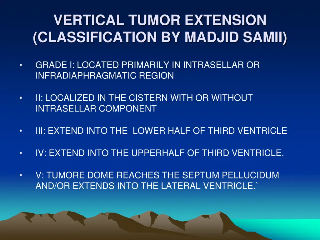 vertical tumor extension classification by madjid