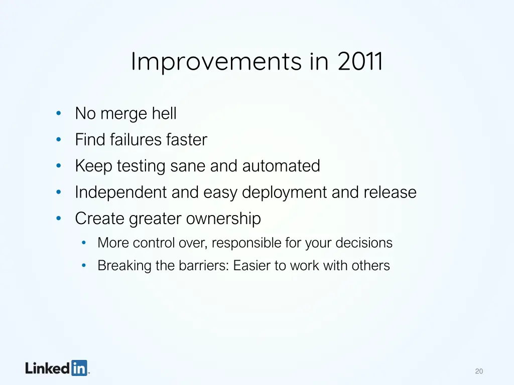 improvements in 2011