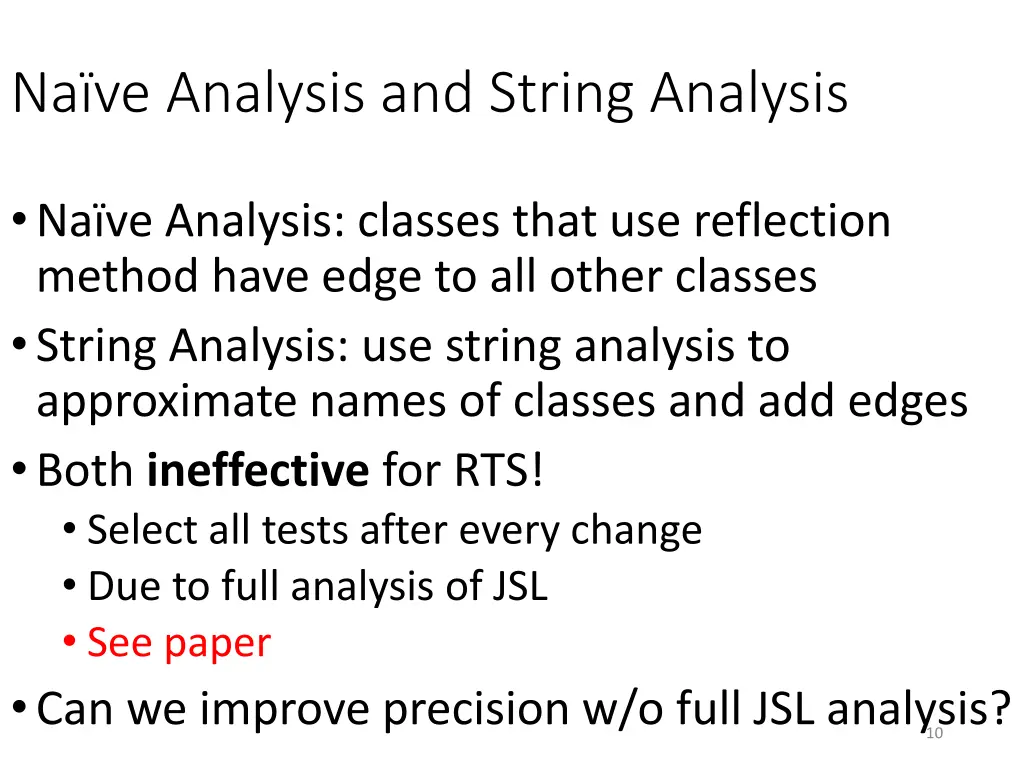 na ve analysis and string analysis