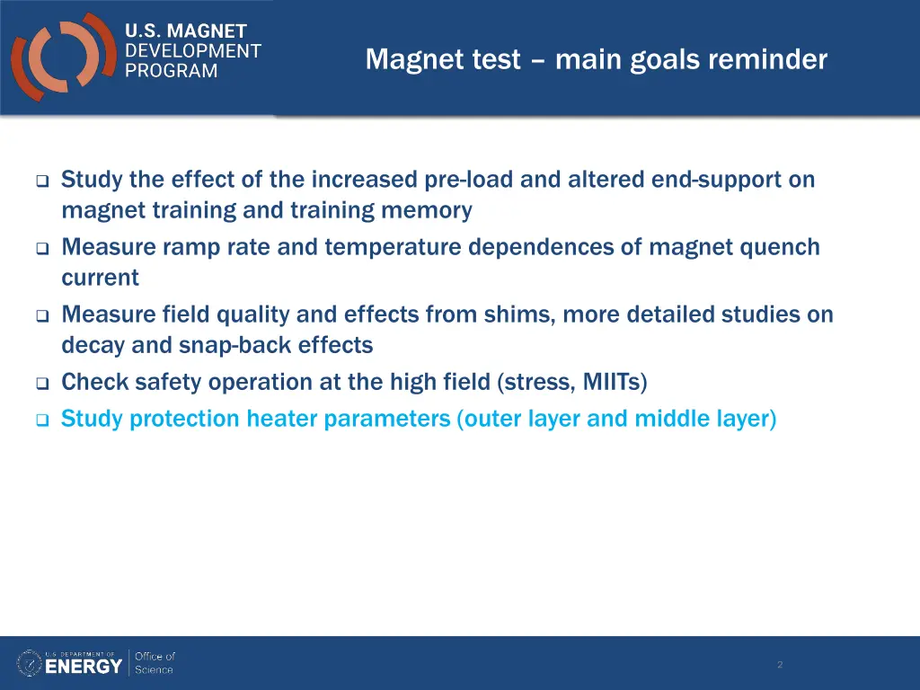 magnet test main goals reminder