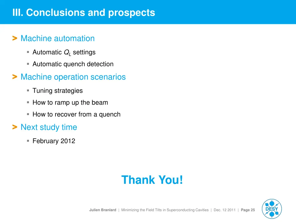 iii conclusions and prospects