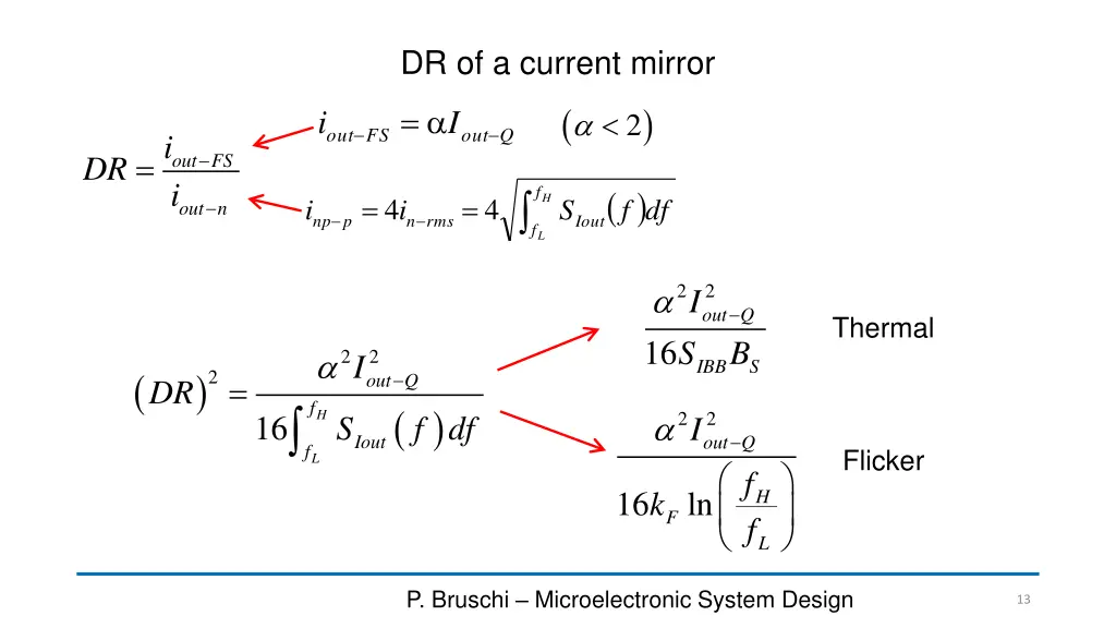 dr of a current mirror