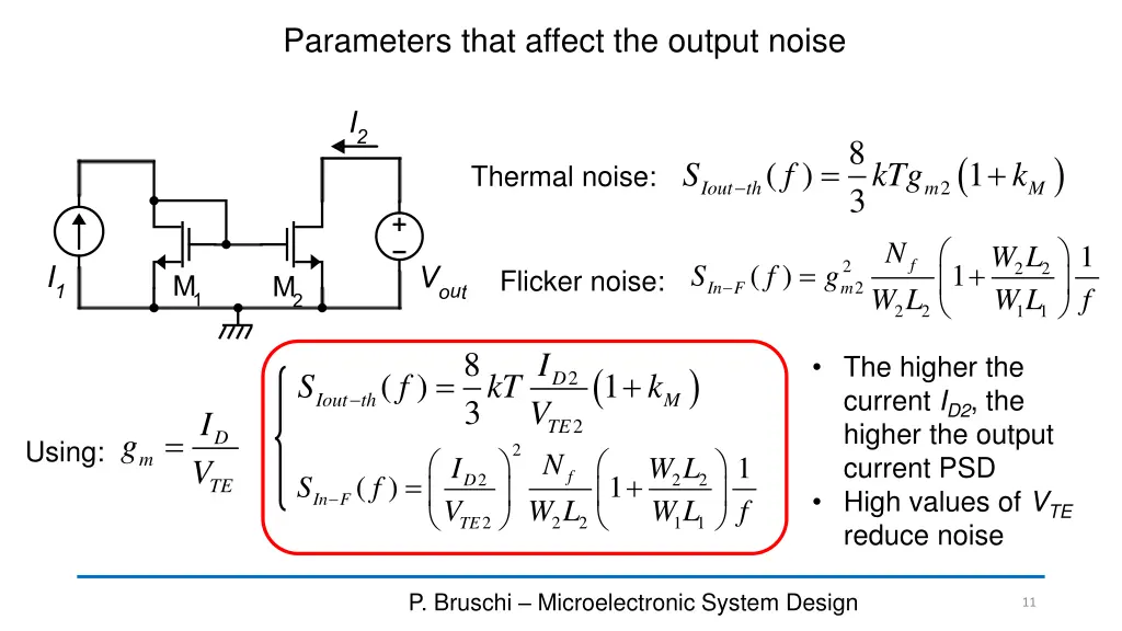 parameters that affect the output noise