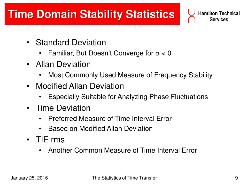 time domain stability statistics