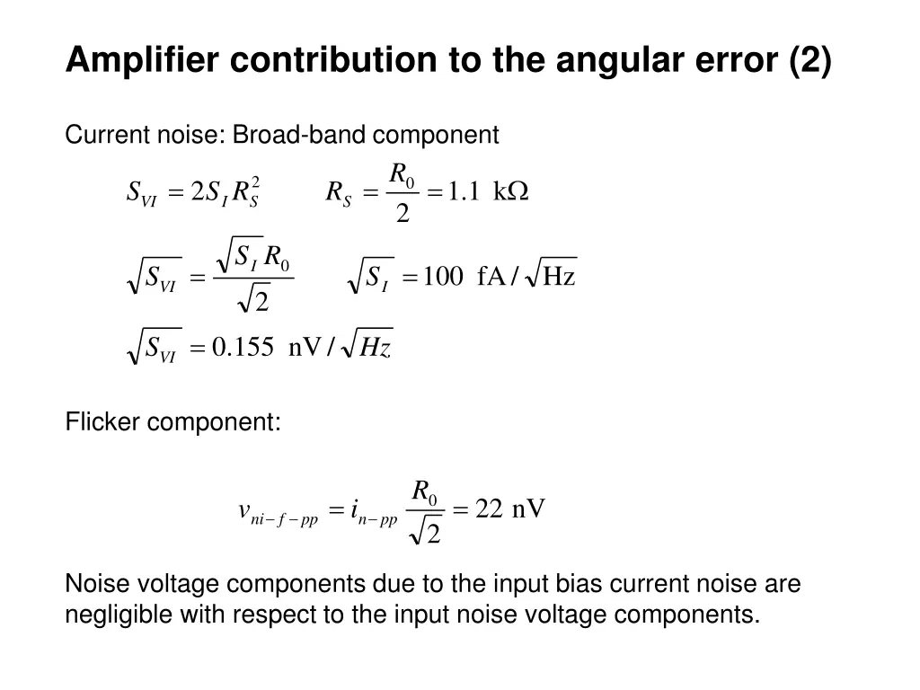 amplifier contribution to the angular error 2