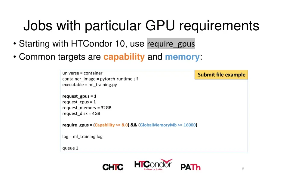 jobs with particular gpu requirements