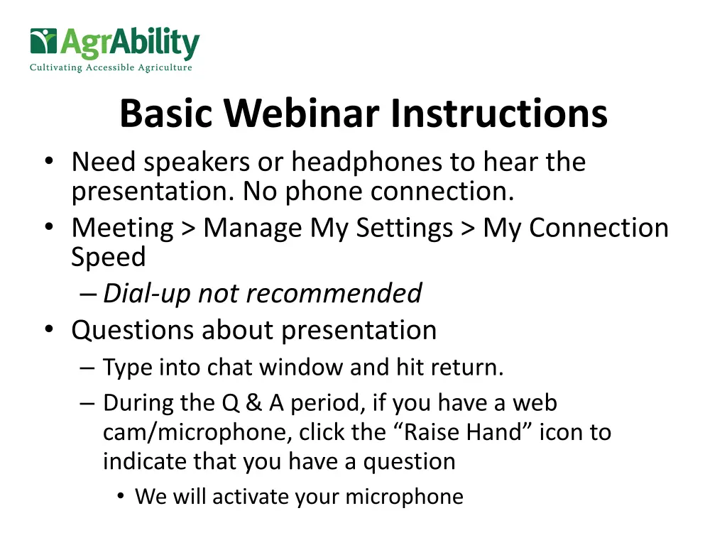 basic webinar instructions