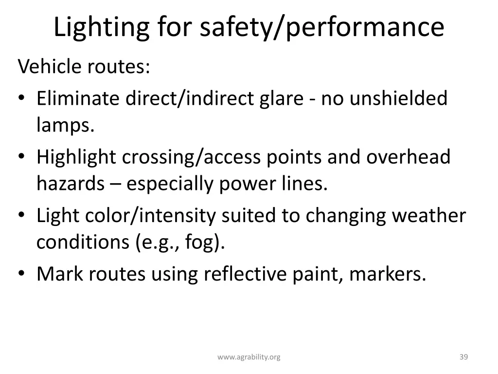 lighting for safety performance