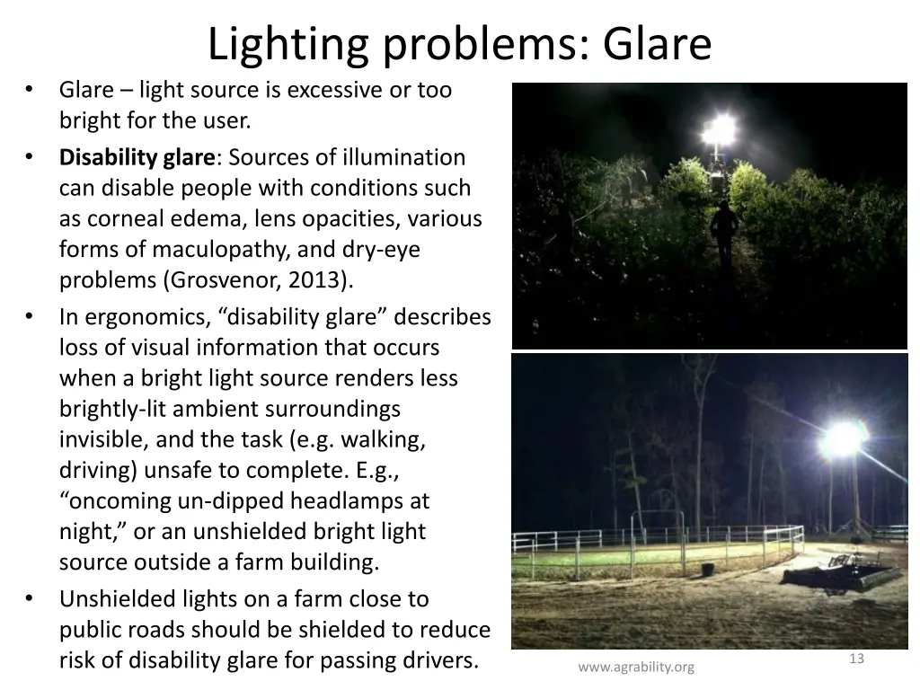 lighting problems glare glare light source