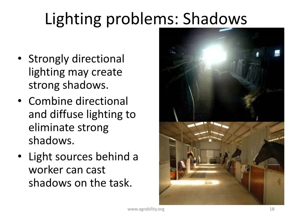 lighting problems shadows