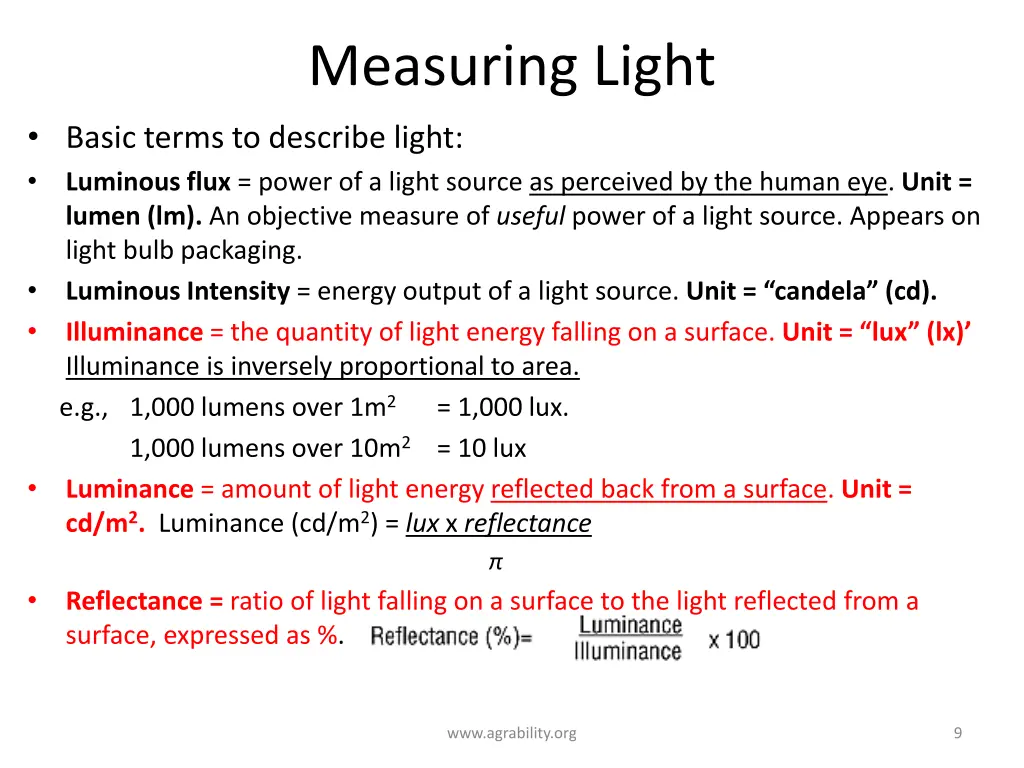 measuring light