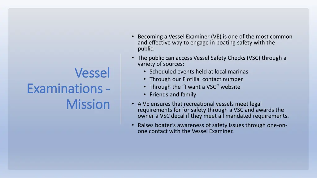 becoming a vessel examiner ve is one of the most