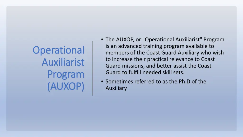 the auxop or operational auxiliarist program