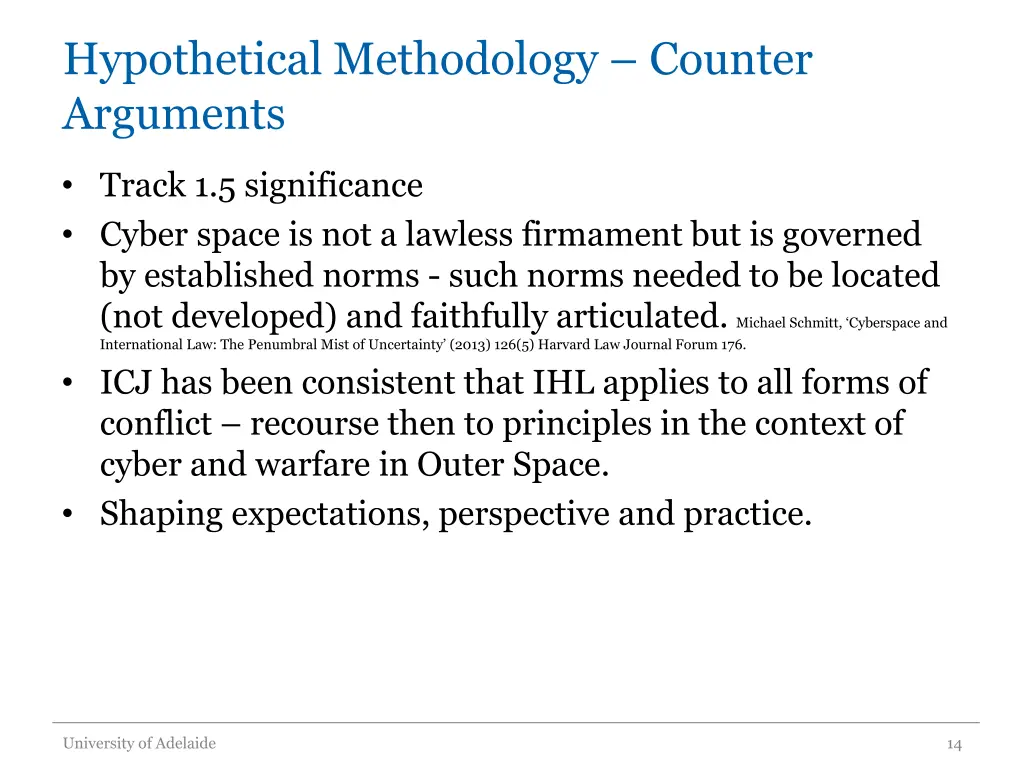 hypothetical methodology counter arguments