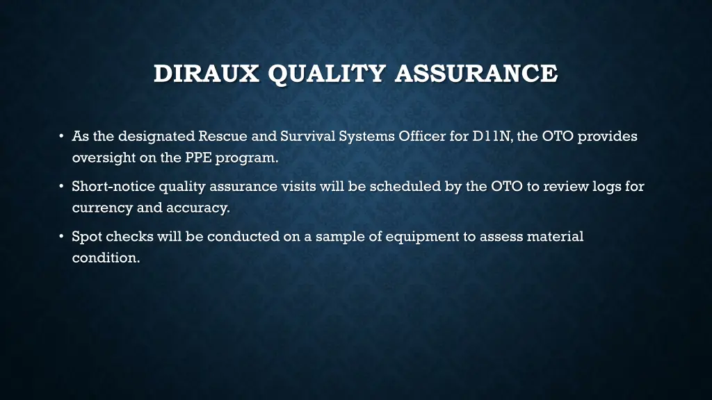 diraux quality assurance