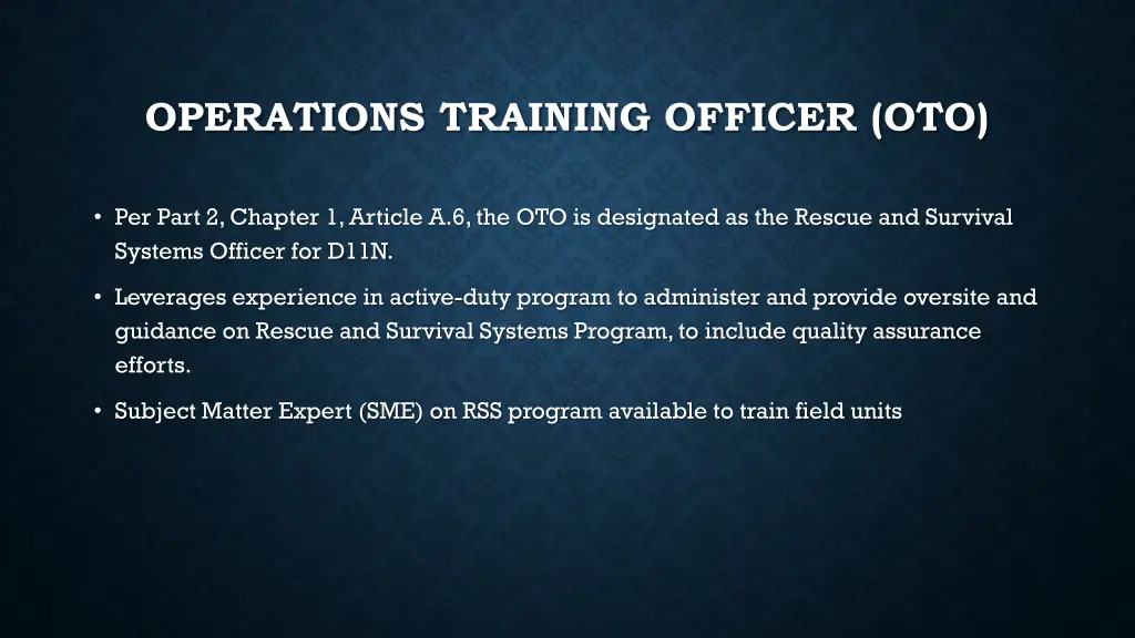 operations training officer oto