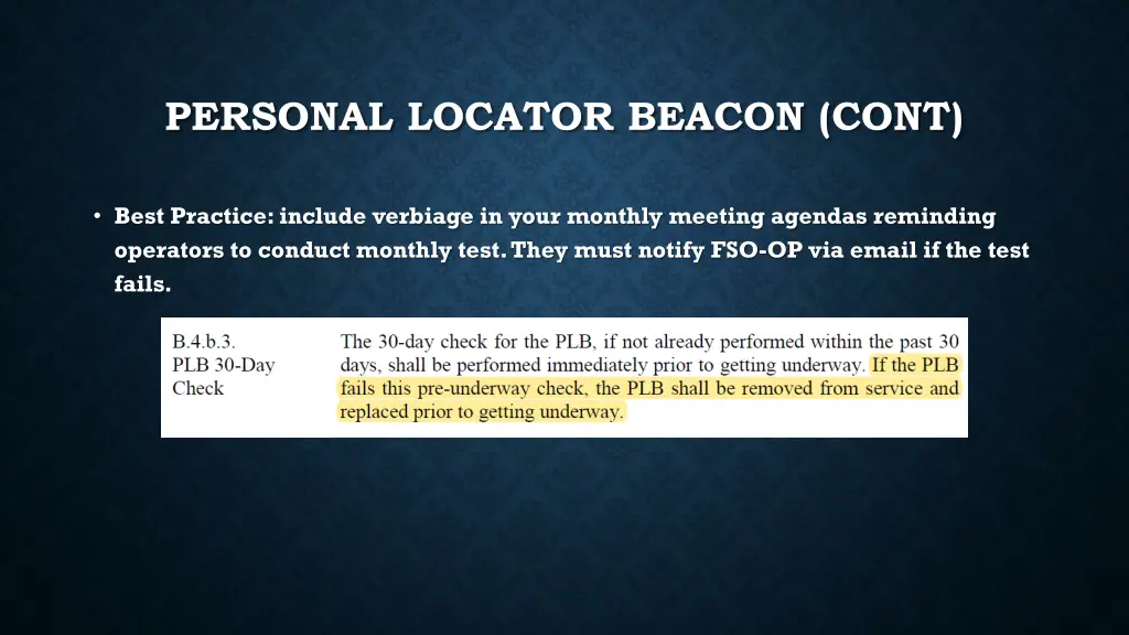 personal locator beacon cont