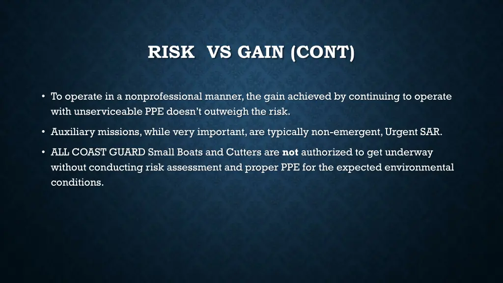 risk vs gain cont