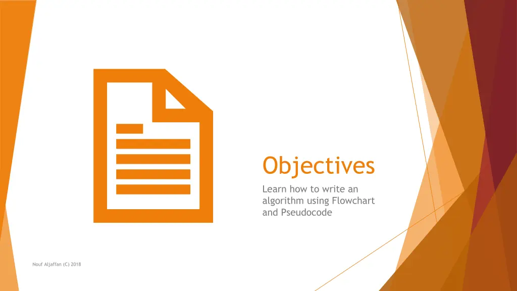 objectives learn how to write an algorithm using