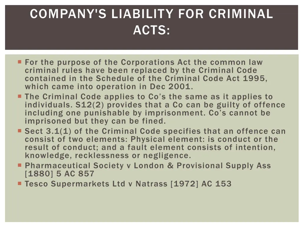 company s liability for criminal acts