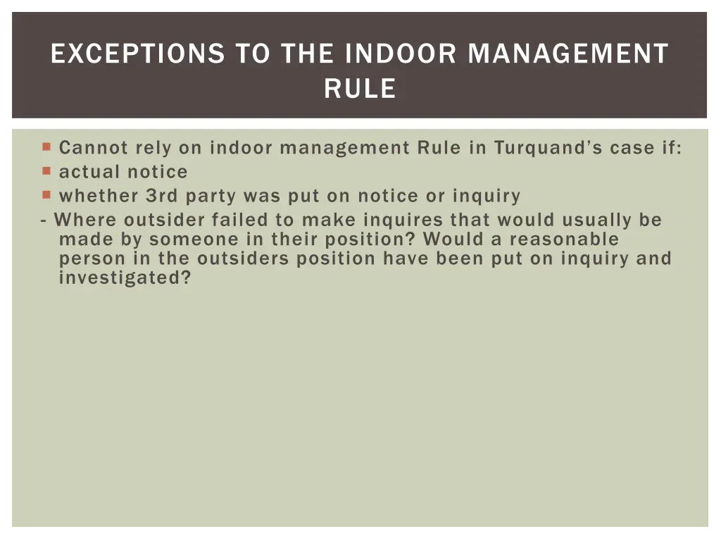 exceptions to the indoor management rule