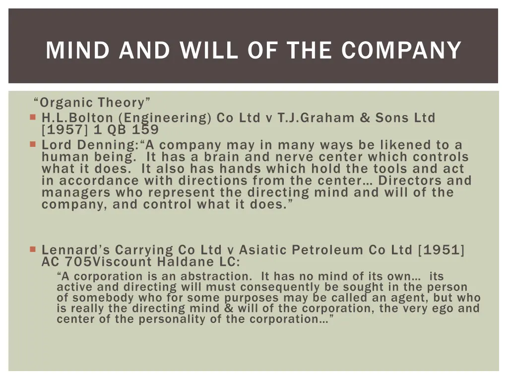 mind and will of the company