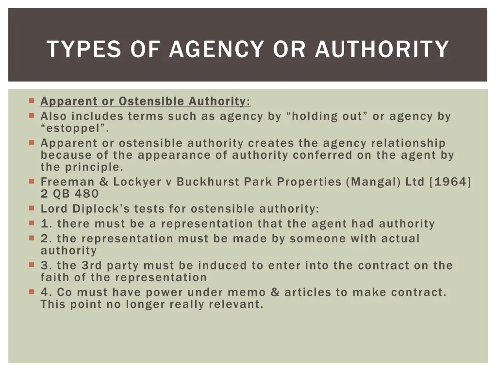 types of agency or authority 1