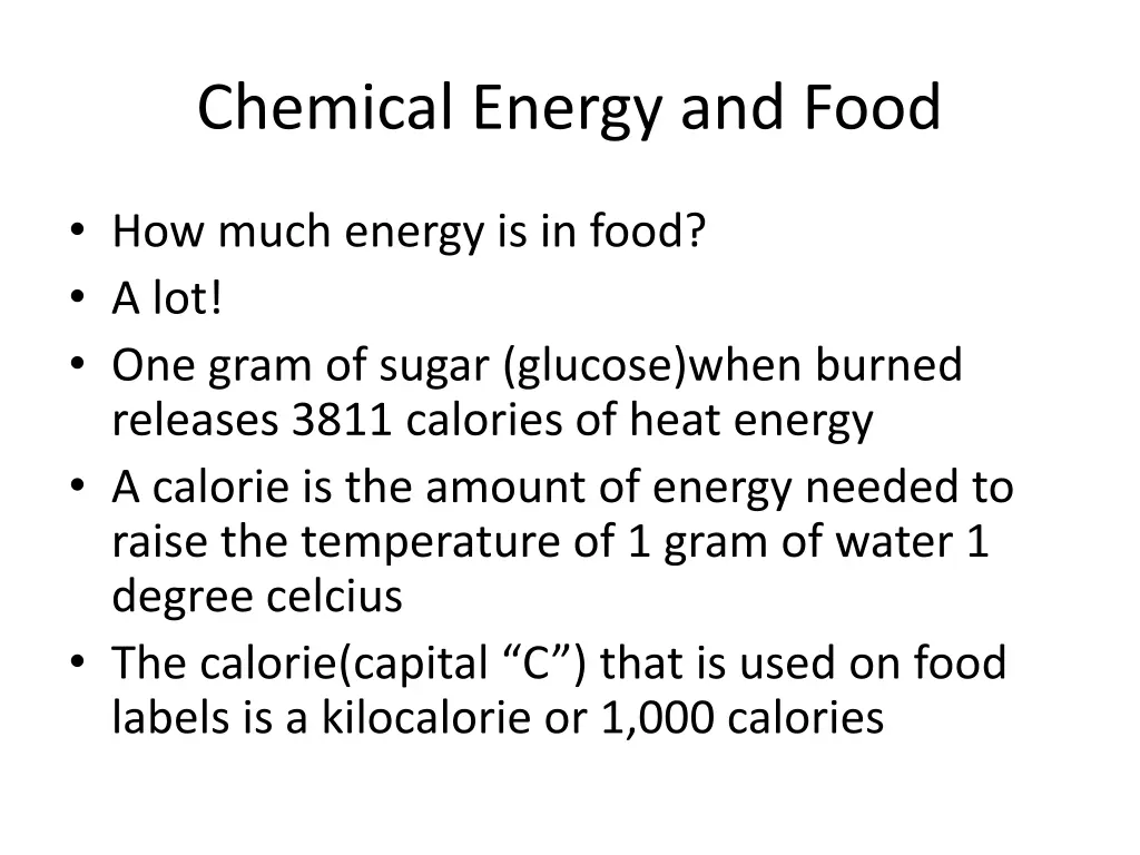 chemical energy and food