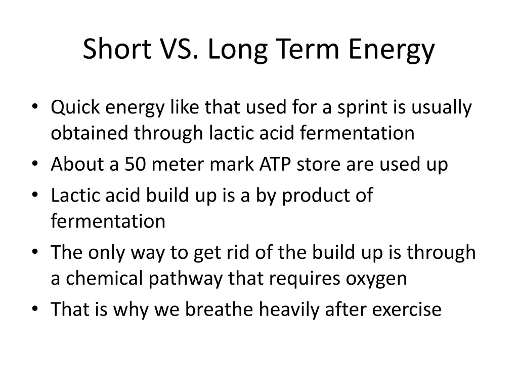 short vs long term energy