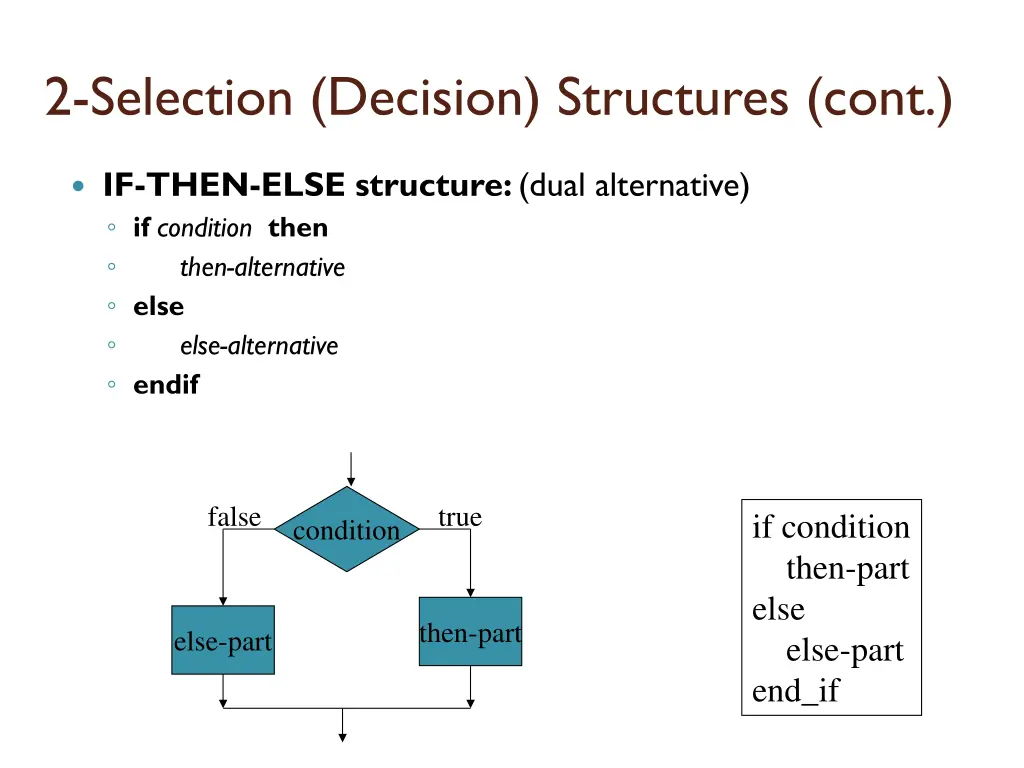 2 selection decision structures cont