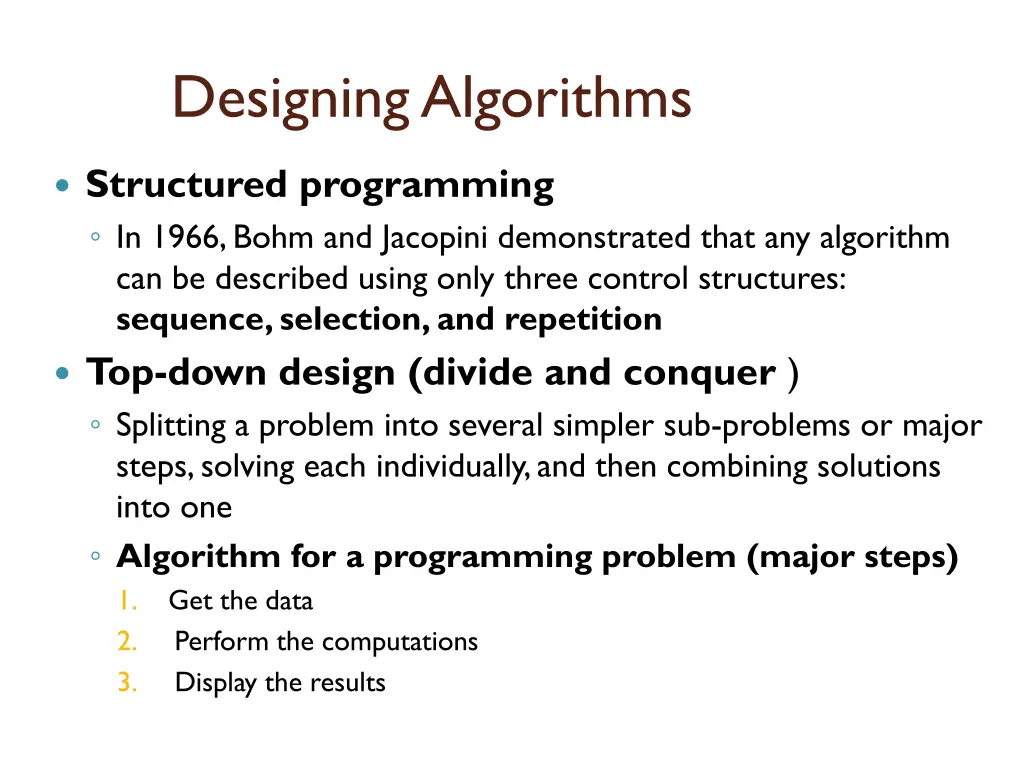 designing algorithms