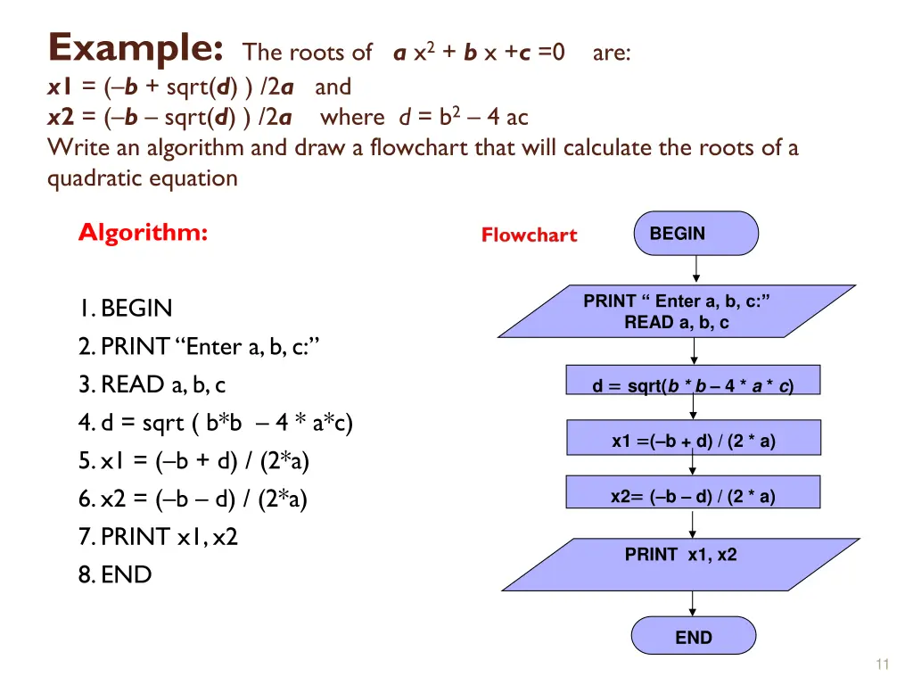 example the roots of a x 2 b x c 0 are x 1 b sqrt