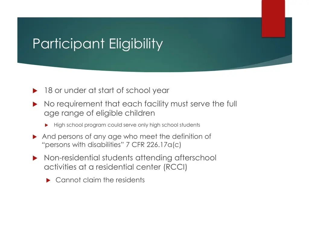 participant eligibility