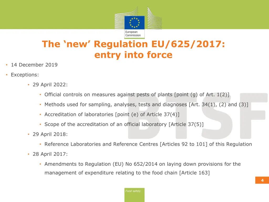 the new regulation eu 625 2017 entry into force