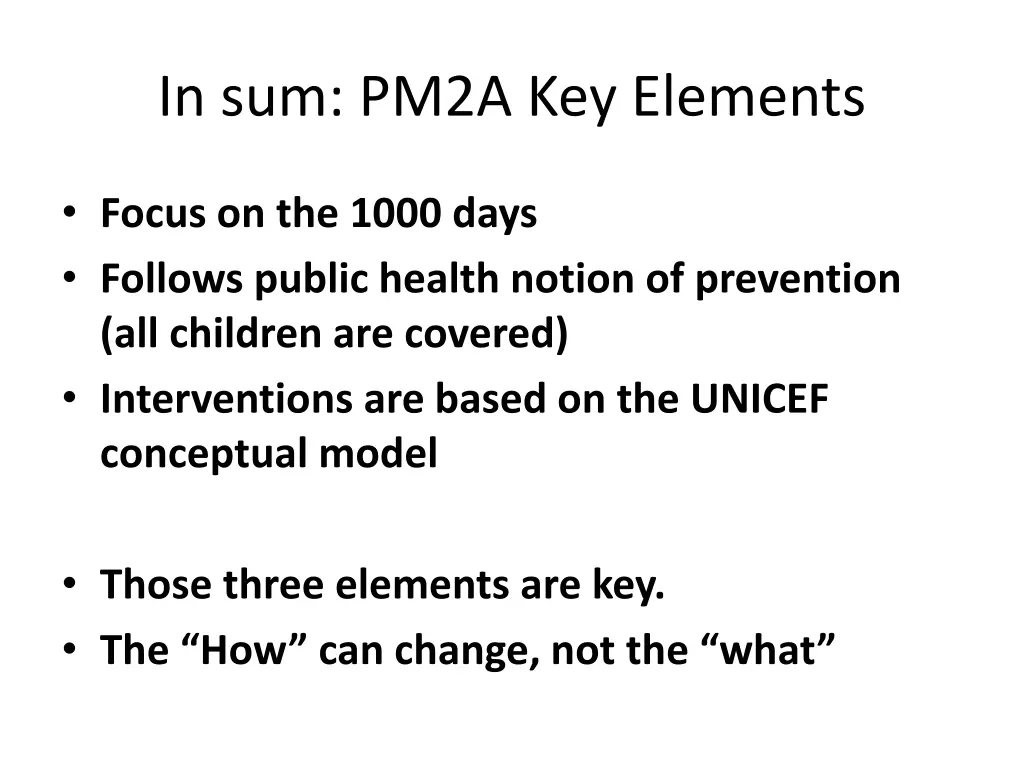 in sum pm2a key elements