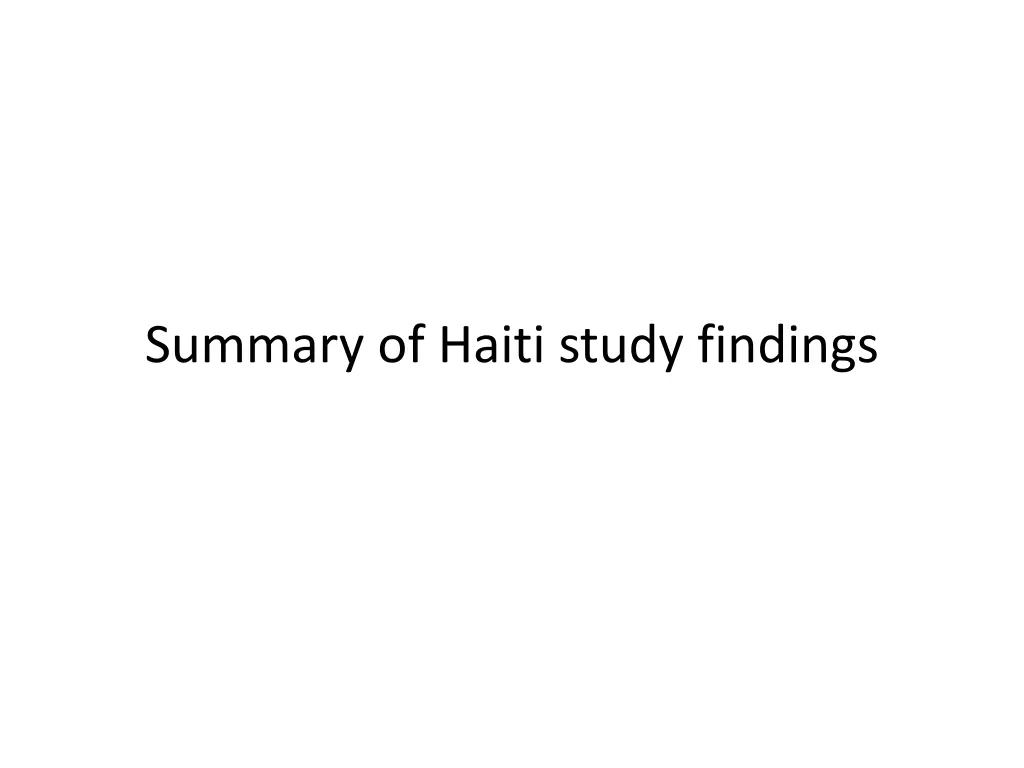 summary of haiti study findings