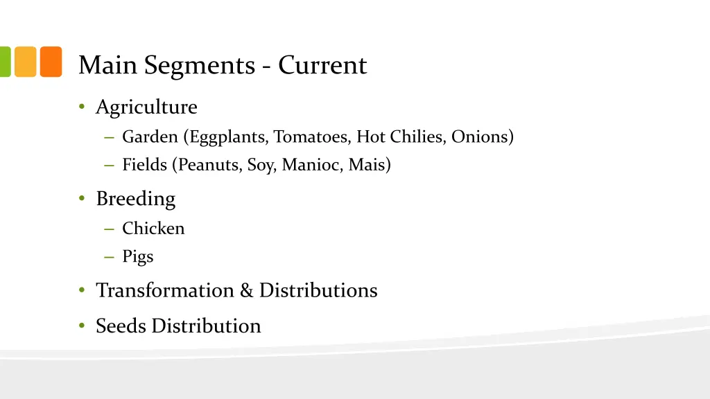 main segments current