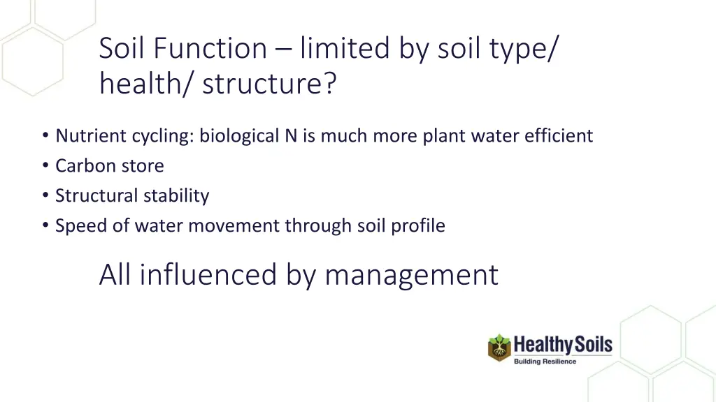 soil function limited by soil type health