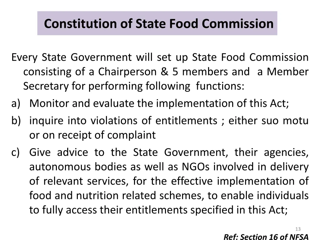 constitution of state food commission