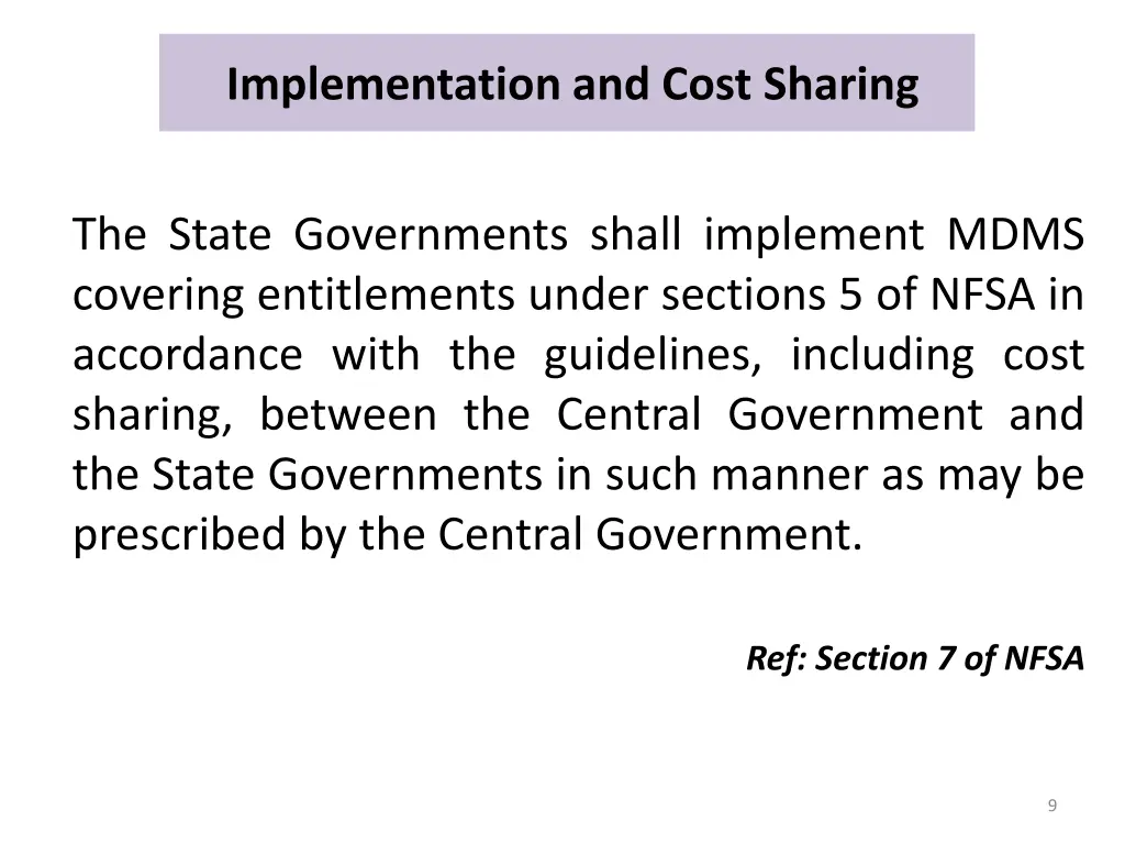 implementation and cost sharing