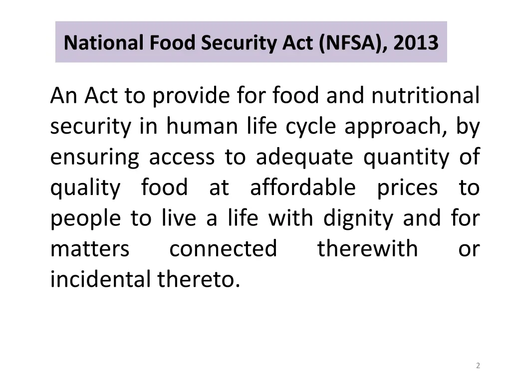 national food security act nfsa 2013