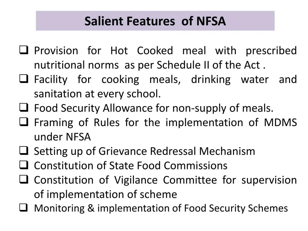 salient features of nfsa