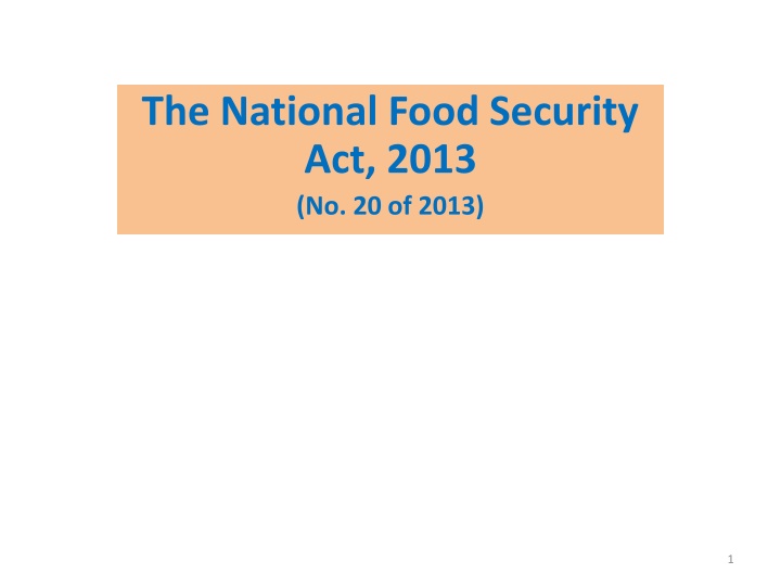 the national food security act 2013 no 20 of 2013