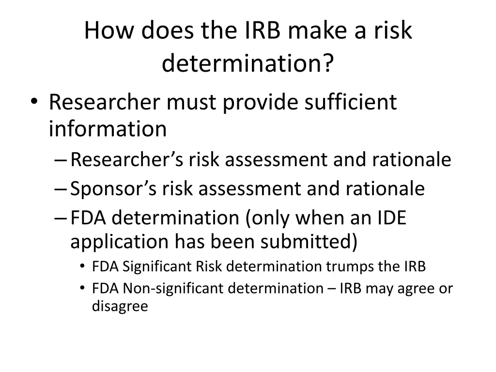 how does the irb make a risk determination