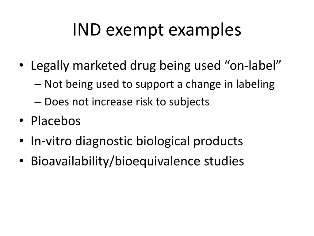 ind exempt examples