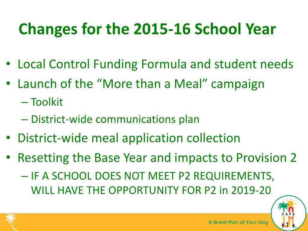 changes for the 2015 16 school year