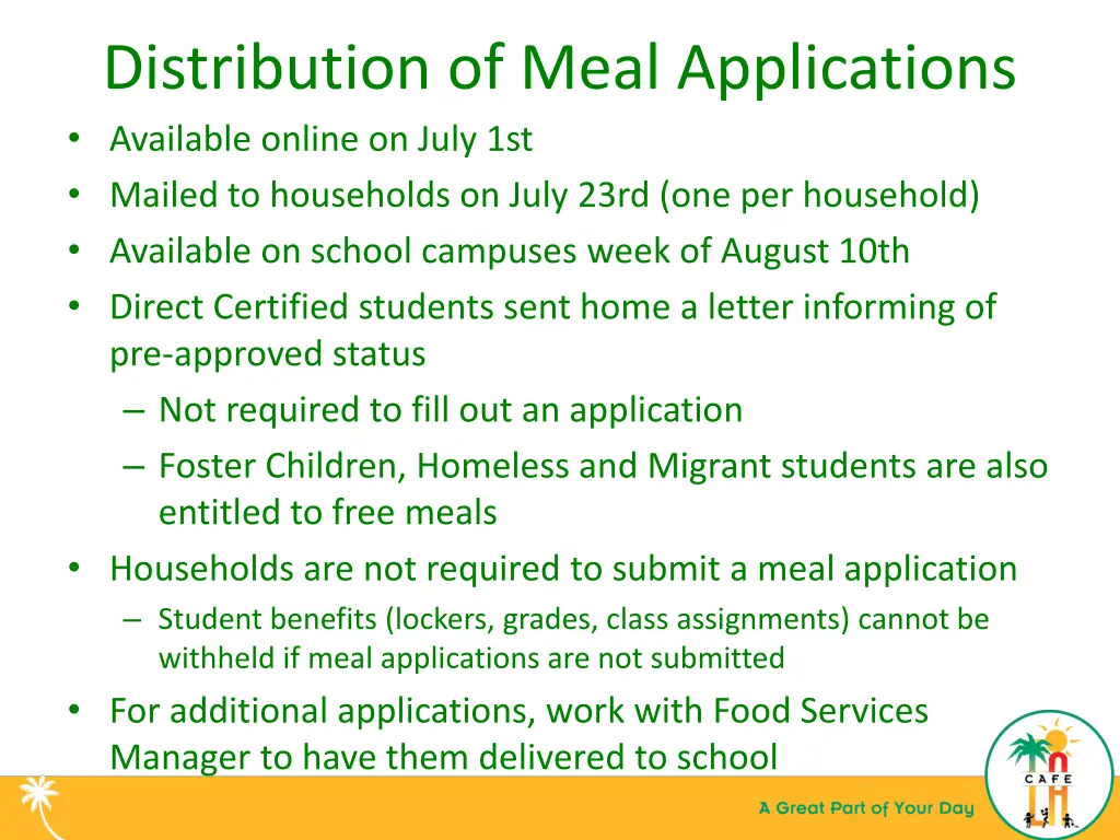 distribution of meal applications available