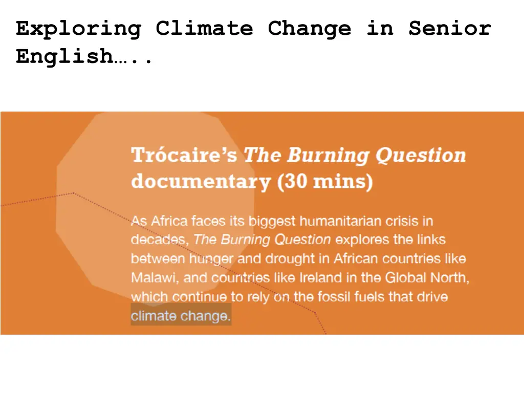 exploring climate change in senior english