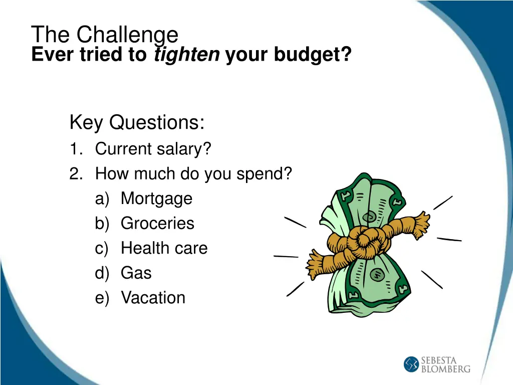 the challenge ever tried to tighten your budget