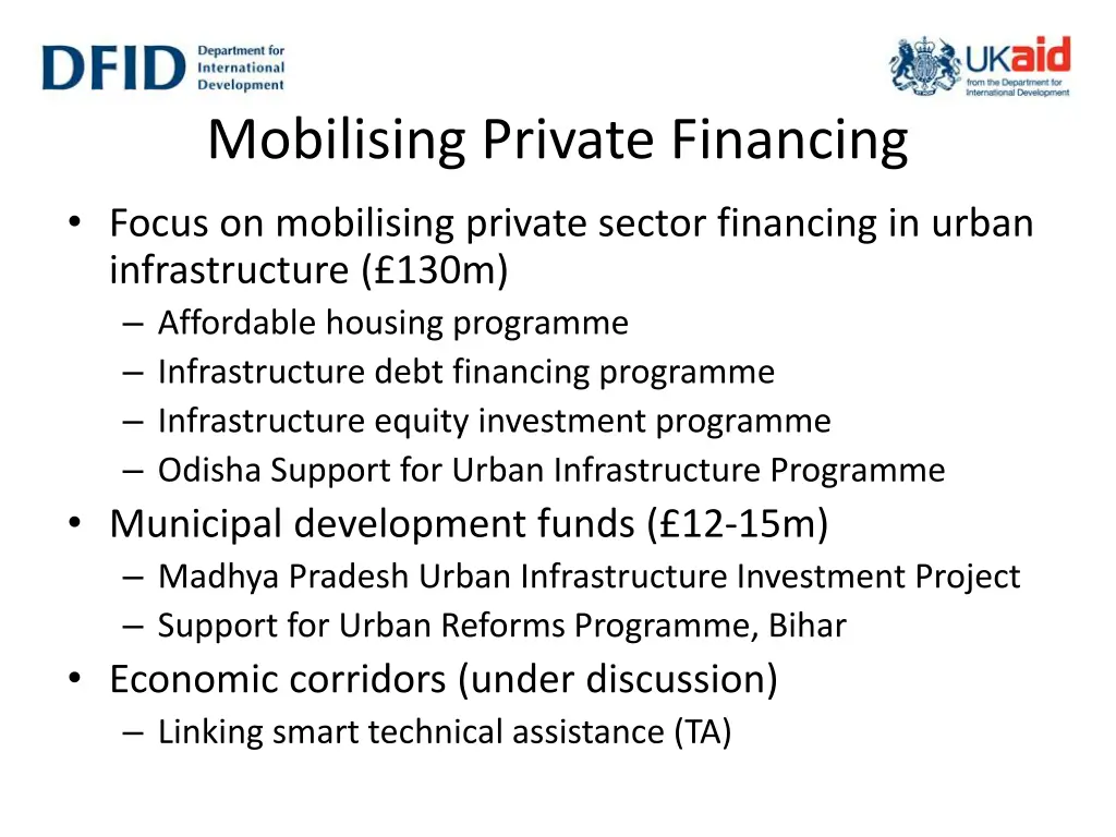 mobilising private financing